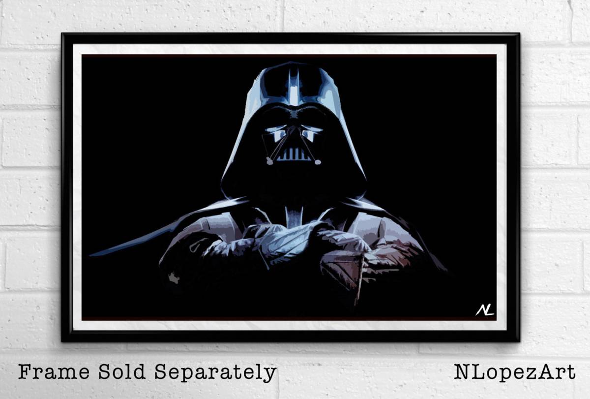 Darth Vader From Star Wars Illustration #3 - Empire Sci-Fi Film Sith Lord Movie - Poster | Canvas Wall Art Print