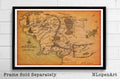 Map Of Middle Earth Illustration - The Lord Of The Rings And The Hobbit Fantasy - Poster | Canvas Wall Art Print