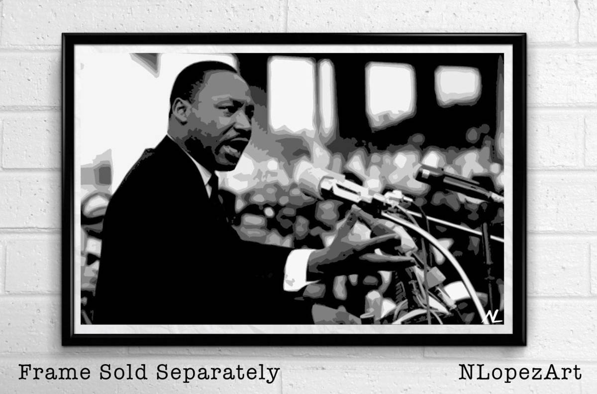 Martin Luther King Jr Illustration #2 - American Icon Civil Rights Black History - Poster | Canvas Wall Art Print