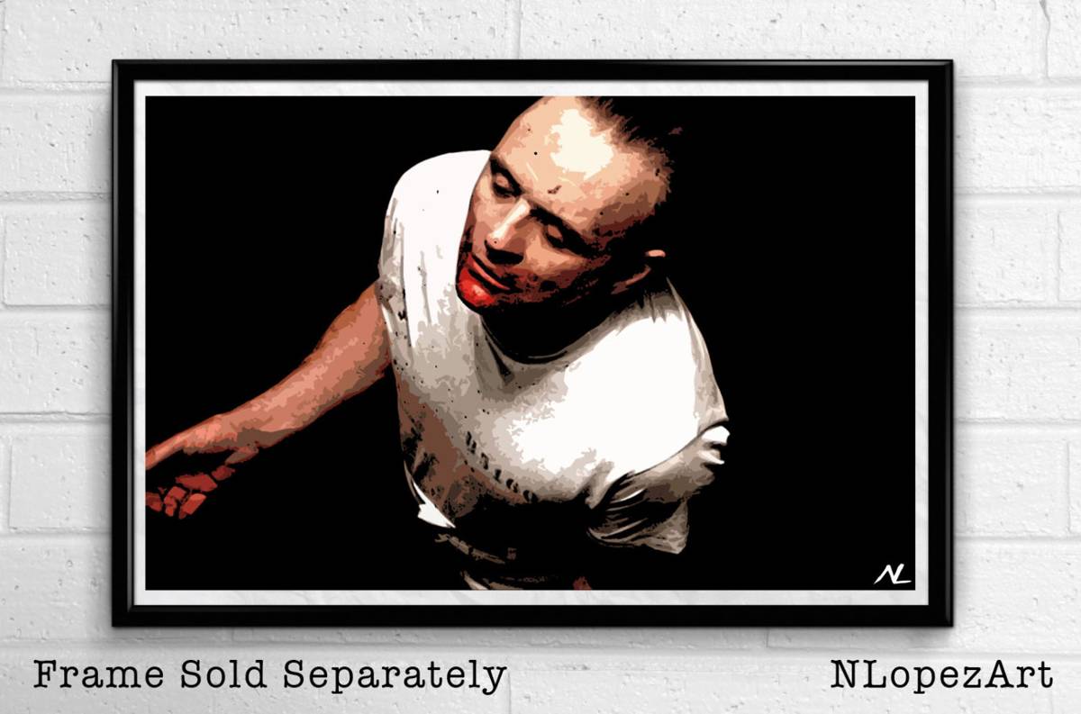 Hannibal Lecter Illustration #4 - Silence Of The Lambs Horror Movie Film - Poster | Canvas Wall Art Print