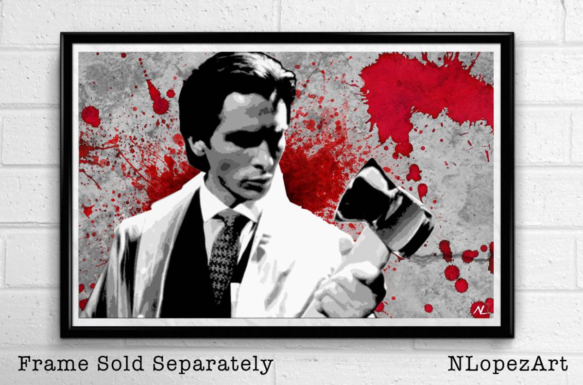 Patrick Bateman American Psycho Illustration #2 - Horror Film Movie - Poster | Canvas Wall Art Print