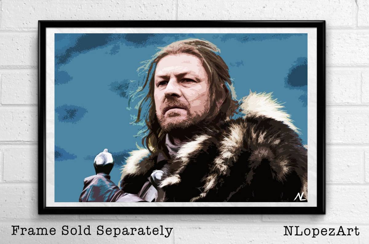 Ned Stark From Game Of Thrones Illustration #1 - Fantasy Westeros Song Of Ice And Fire - Poster | Canvas Wall Art Print