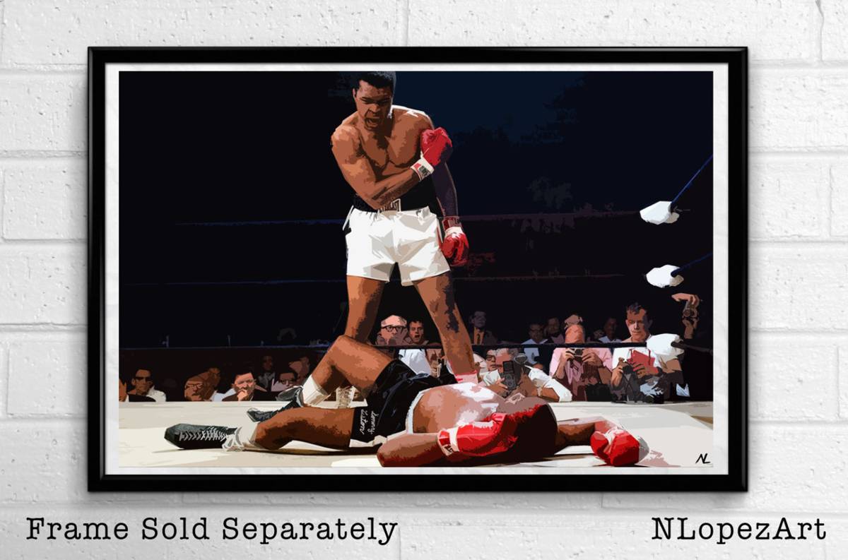 Boxer Muhammad Ali Illustration - Cassius Clay Boxing Sports Icon - Poster | Canvas Wall Art Print