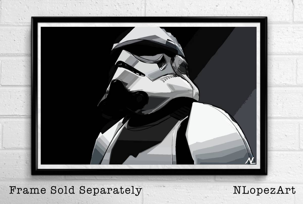 Star Wars Picasso Style Illustration - Empire Sci-Fi Stormtrooper Film Movie - Poster | Canvas Wall Art Print