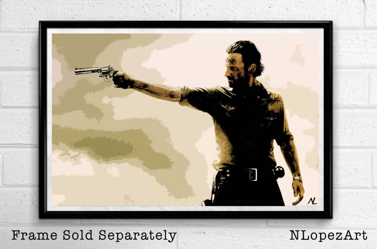 Rick Grimes From The Walking Dead - Zombie Horror Television Monster - Poster | Canvas Wall Art Print