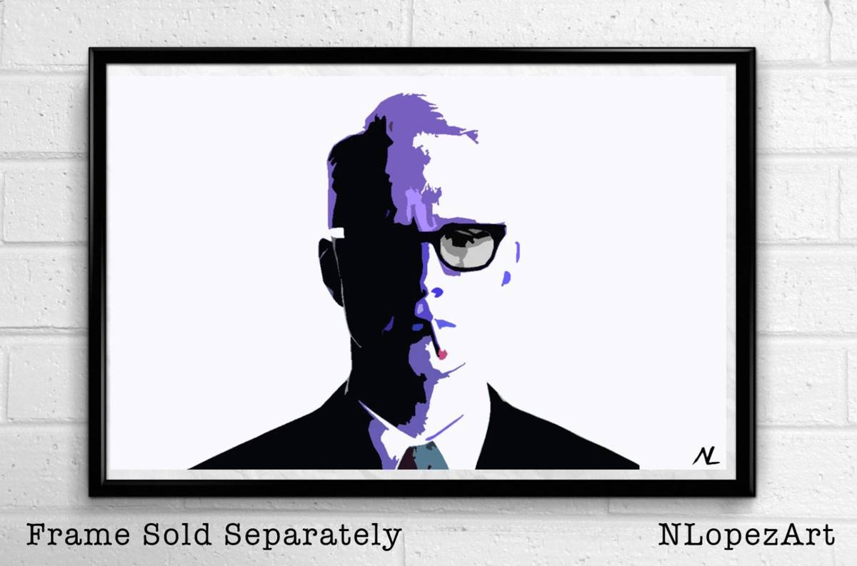 Roger Sterling From Madmen Minimalist Illustration - Television 60'S - Poster | Canvas Wall Art Print