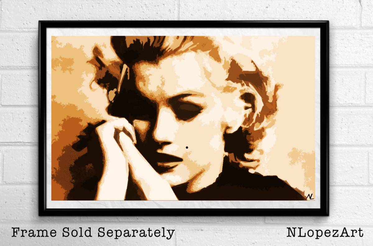 Marilyn Monroe Illustration #4 - Classic Hollywood Icon Film Movie - Poster | Canvas Wall Art Print