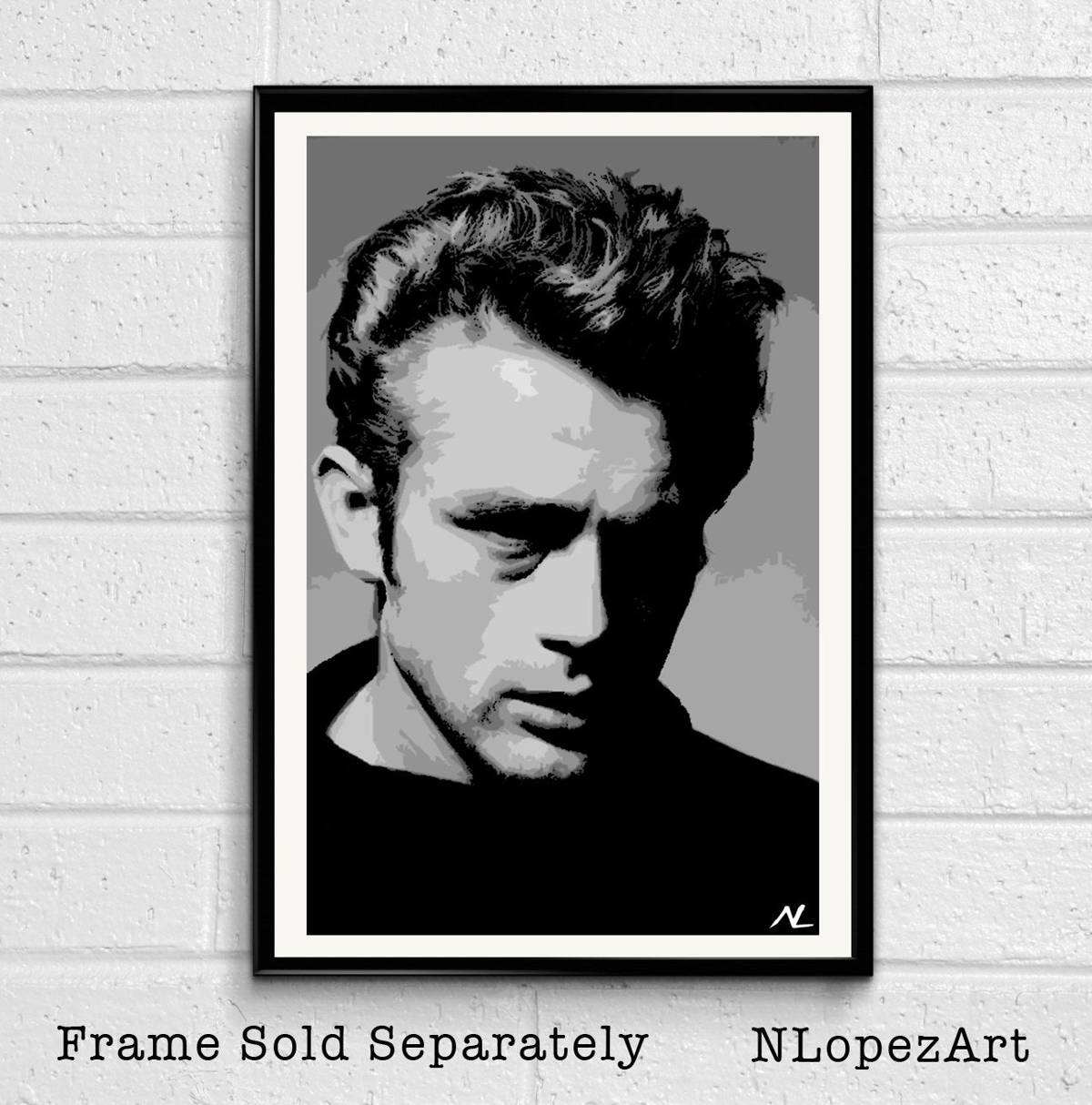 James Dean Illustration #3 - Classic Hollywood Icon Film Movie - Poster | Canvas Wall Art Print