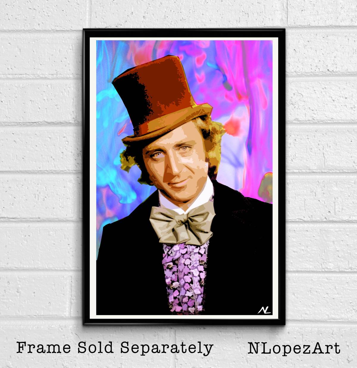 Willy Wonka And The Chocolate Factory Illustration - Gene Wilder Film Fantasy Movie - Poster | Canvas Wall Art Print