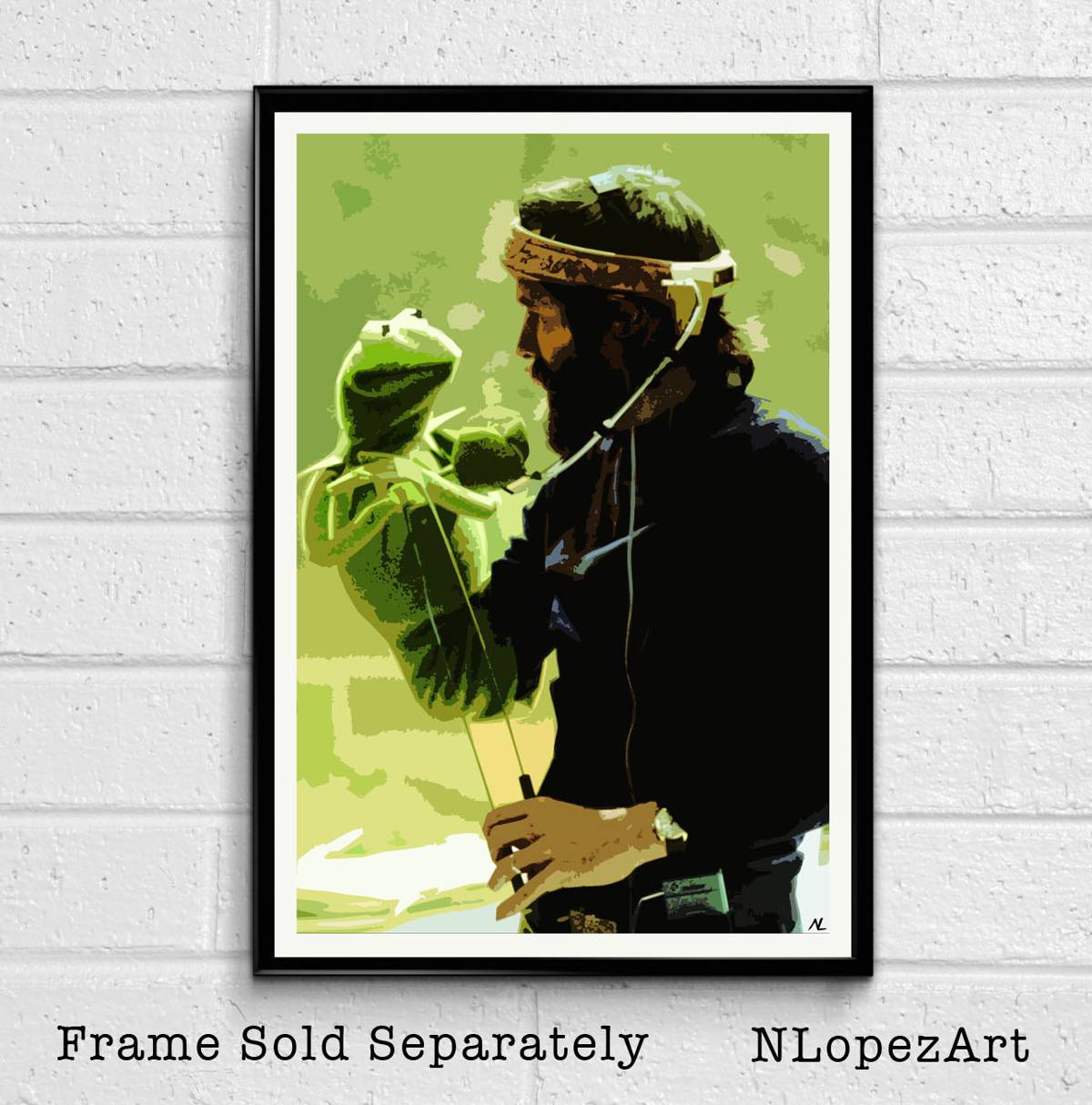 Jim Henson And Kermit Illustration - Muppets Sesame Street - Poster | Canvas Wall Art Print