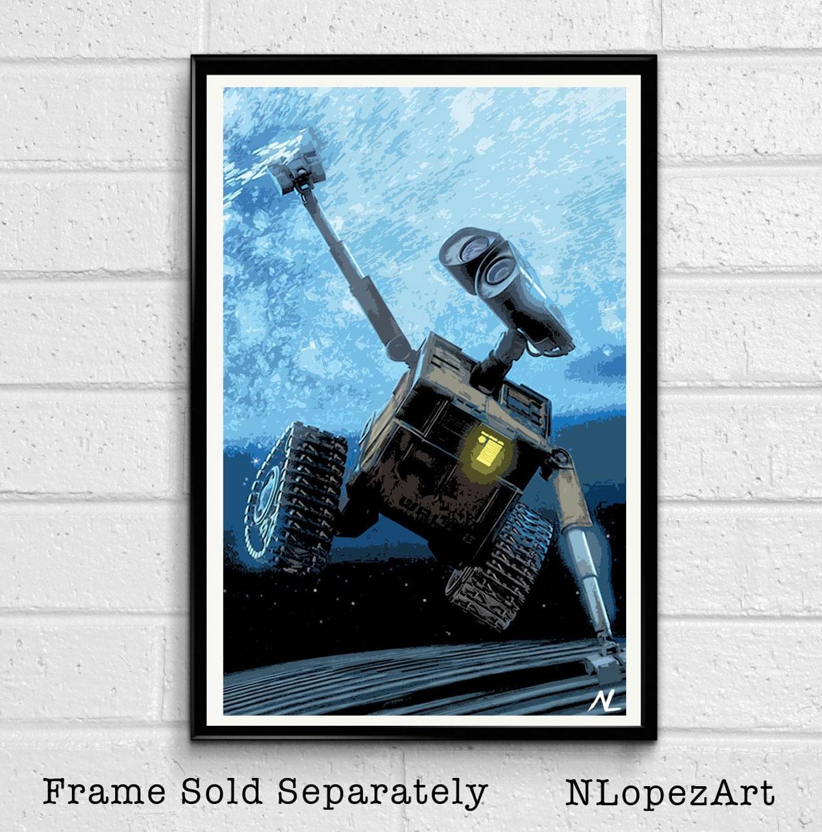 Wall-E Robot Illustration - Disney Pixar Sci-Fi Movie Film - Poster | Canvas Wall Art Print