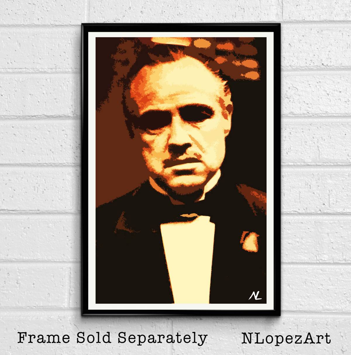 Godfather Don Vito Corleone Illustration - Marlon Brando Mafia Film Movie - Poster | Canvas Wall Art Print