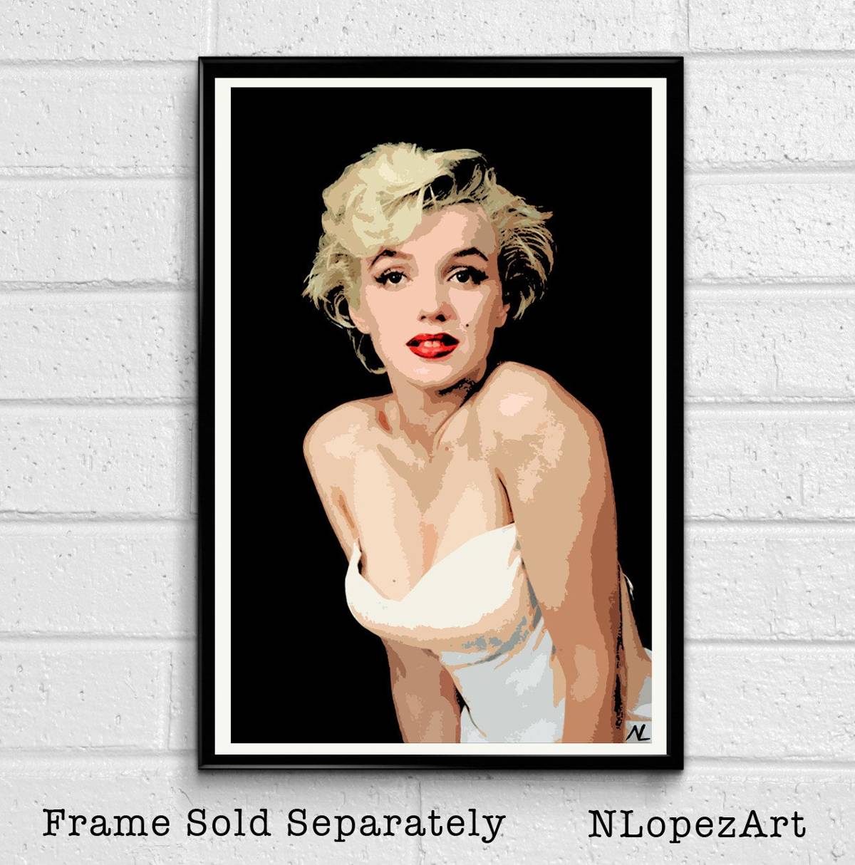 Marilyn Monroe Illustration #2 - Classic Hollywood Icon Film Movie - Poster | Canvas Wall Art Print
