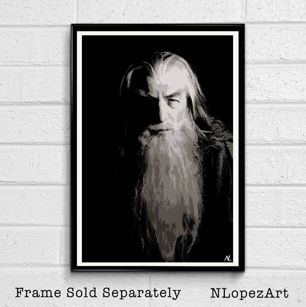 Gandalf The Grey Illustration - The Hobbit And The Lord Of The Rings Fantasy Film Movie - Poster | Canvas Wall Art Print