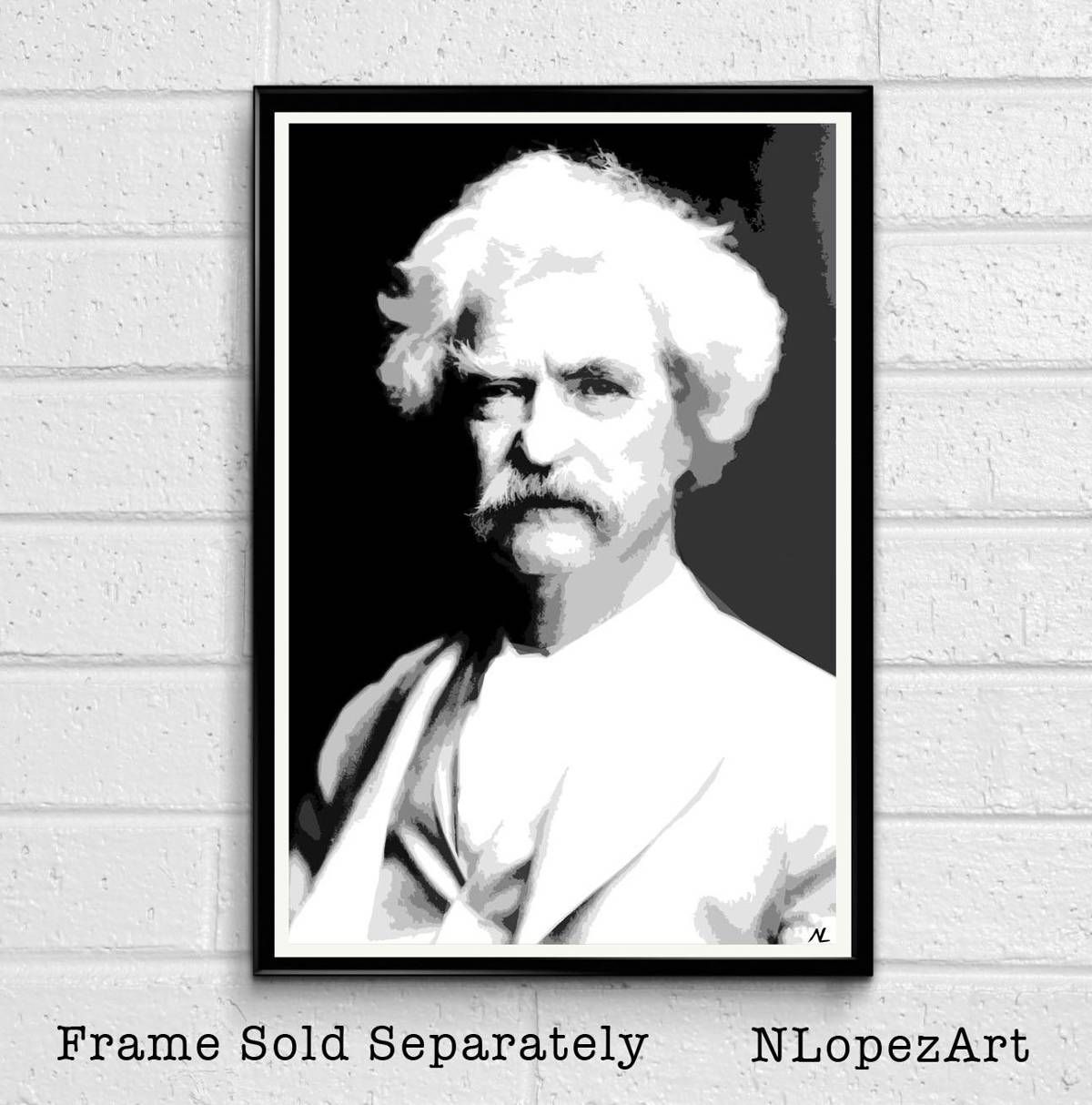 Mark Twain Illustration - American Icon - Poster | Canvas Wall Art Print
