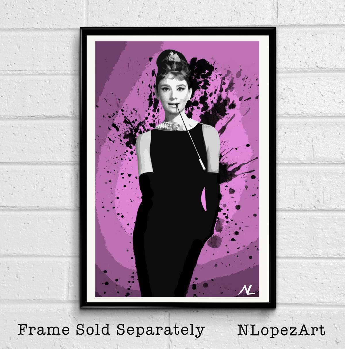 Audrey Hepburn Illustration #3 - Breakfast At Tiffany'S Hollywood Film Movie Icon - Poster | Canvas Wall Art Print
