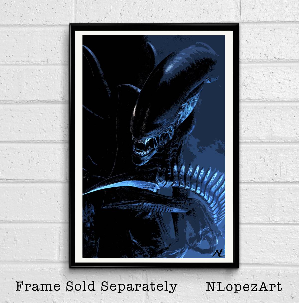 Alien Xenomorph Illustration #1 - Horror Movie Sci-Fi Film - Poster | Canvas Wall Art Print