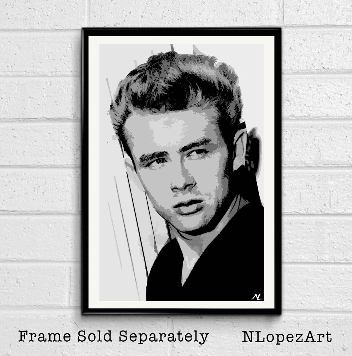 James Dean Illustration #2 - Classic Hollywood Icon Film Movie - Poster | Canvas Wall Art Print