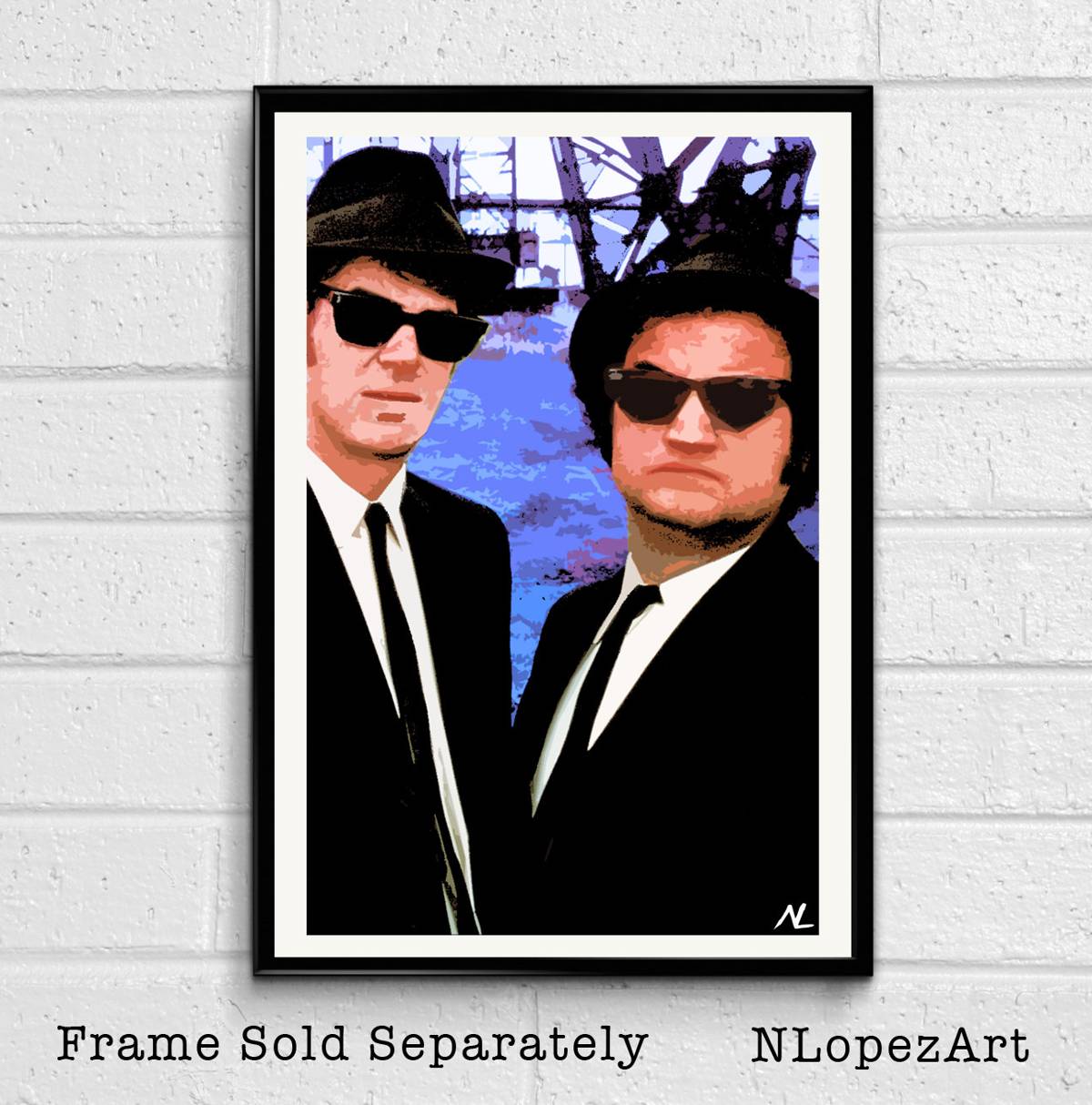 The Blues Brothers Illustration - Jake And Elwood Comedy Film Movie - Poster | Canvas Wall Art Print