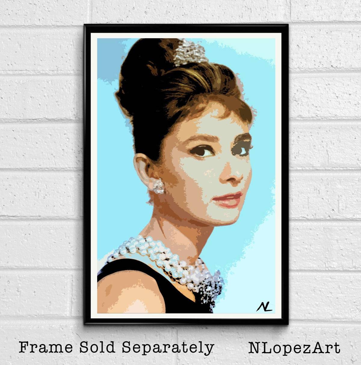 Audrey Hepburn Illustration #4 - Breakfast At Tiffany'S Film Hollywood Icon Movie - Poster | Canvas Wall Art Print