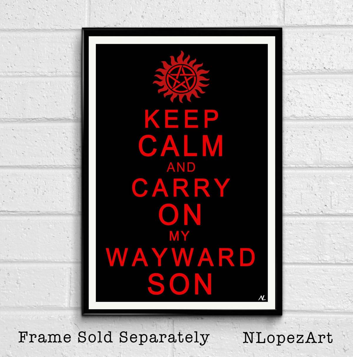 Supernatural 'Carry On My Wayward Son' Illustration - Television - Poster | Canvas Wall Art Print
