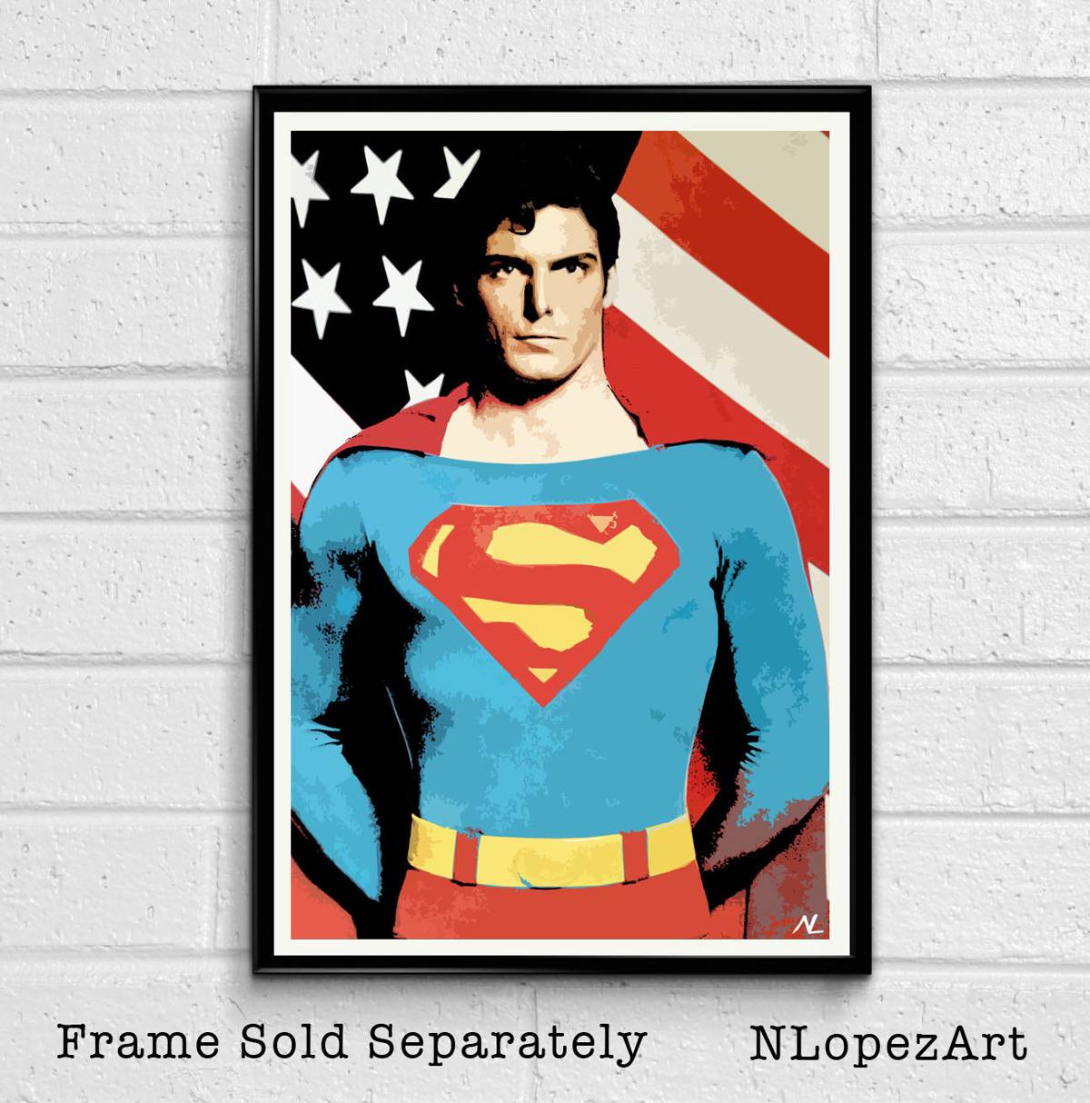 Superman Christopher Reeve Illustration - Superhero Film Comicbook Movie - Poster | Canvas Wall Art Print