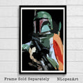 Star Wars Boba Fett Illustration #3 - Mandalorian Bounty Hunter Film Movie - Poster | Canvas Wall Art Print