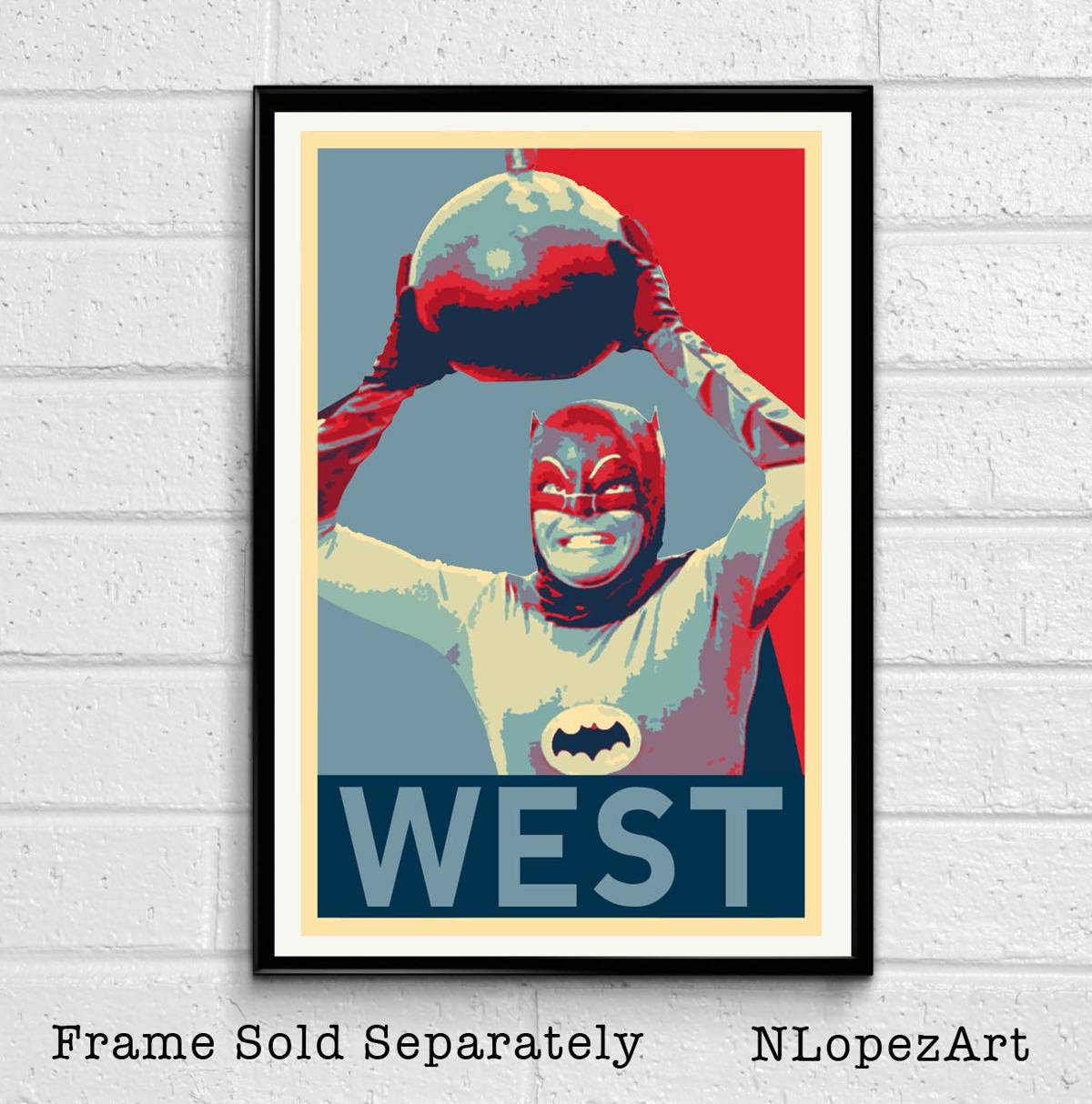 Batman Adam West Illustration - 60'S Superhero Movie Comicbook - Poster | Canvas Wall Art Print