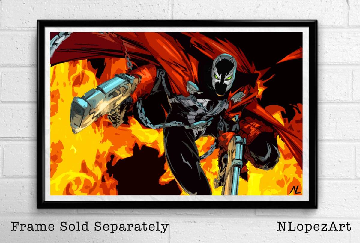 Spawn Comic Book Illustration, Film, Movie,, Superhero Poster, Comic Book Print Canvas - Poster | Canvas Wall Art Print