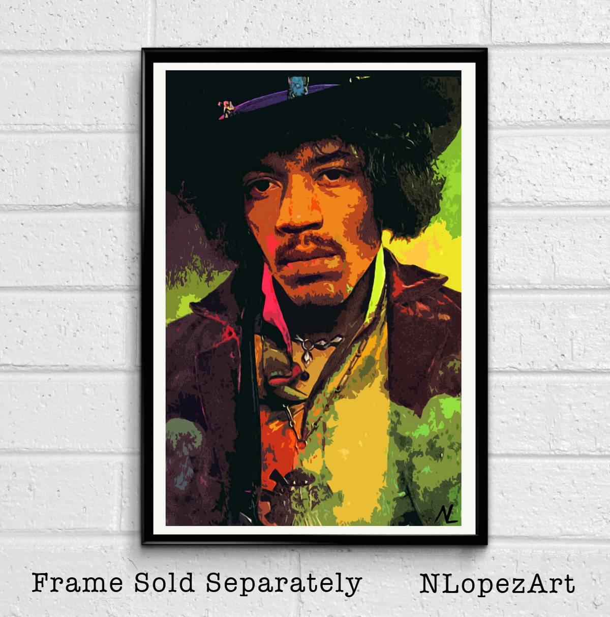 Jimi Hendrix Illustration - Woodstock Rock And Roll Music Icon - Poster | Canvas Wall Art Print