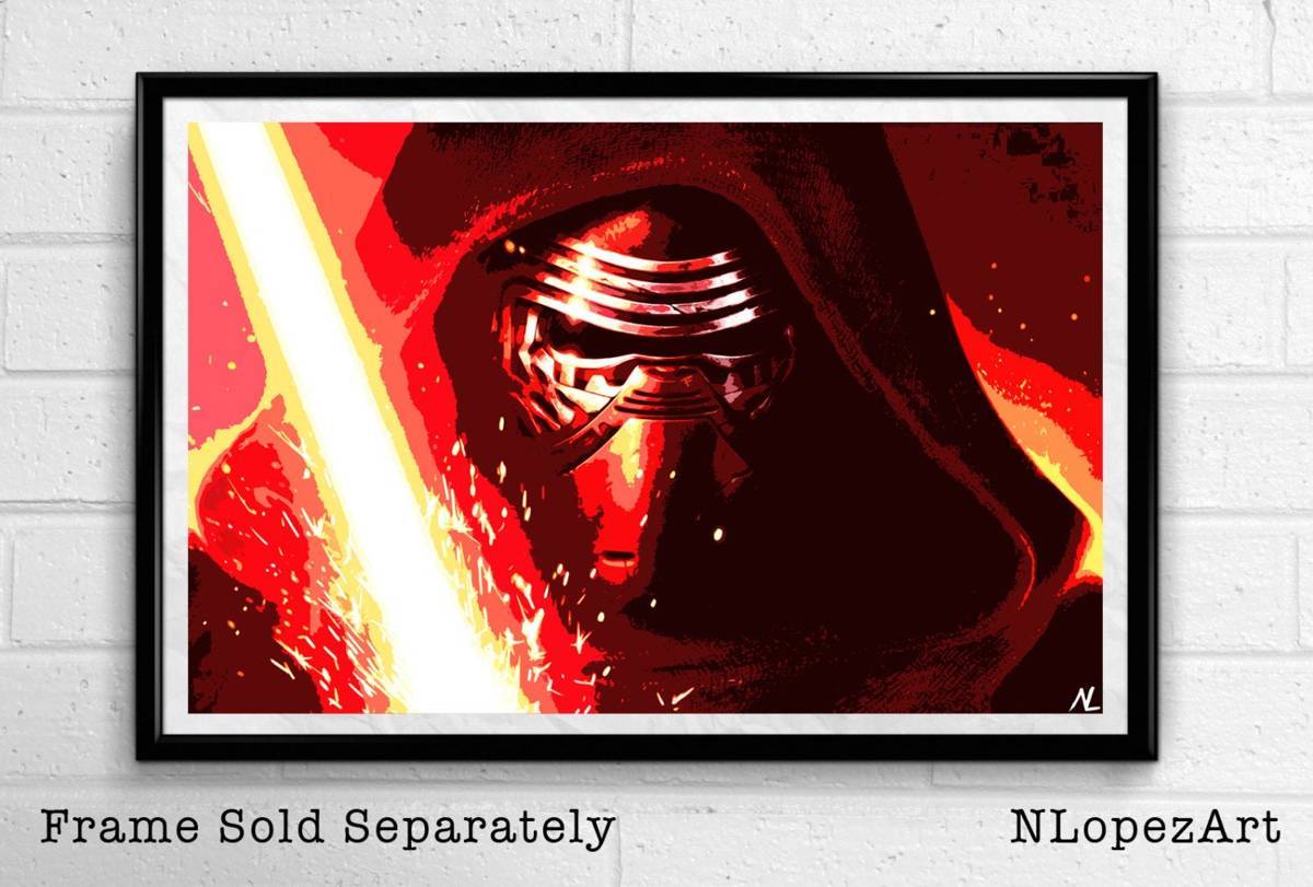 Kylo Ren From Star Wars Illustration #3- The Force Awakens Sci-Fi Movie - Poster | Canvas Wall Art Print