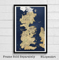 Westeros Map From Game Of Thrones Illustration #1 - Fantasy Song Of Ice And Fire - Poster | Canvas Wall Art Print
