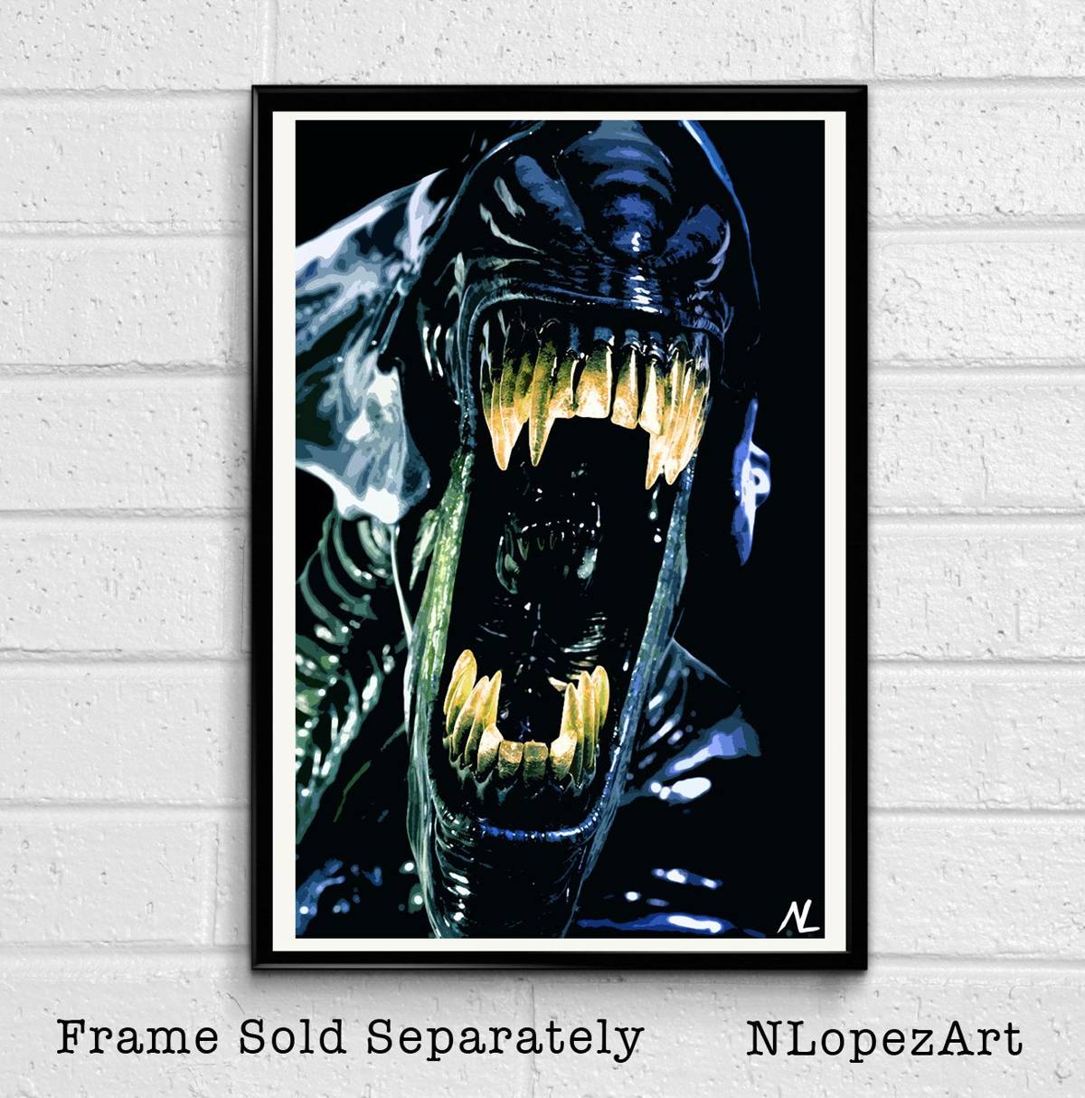 Alien Xenomorph Illustration #2 - Horror Sci-Fi Movie Film - Poster | Canvas Wall Art Print