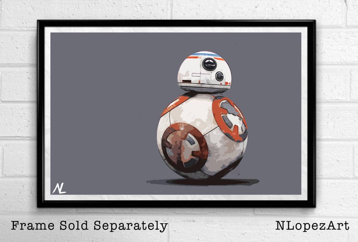Bb-8 Droid From Star Wars Illustration - Star Wars The Force Awakens Sci-Fi Film Movie - Poster | Canvas Wall Art Print