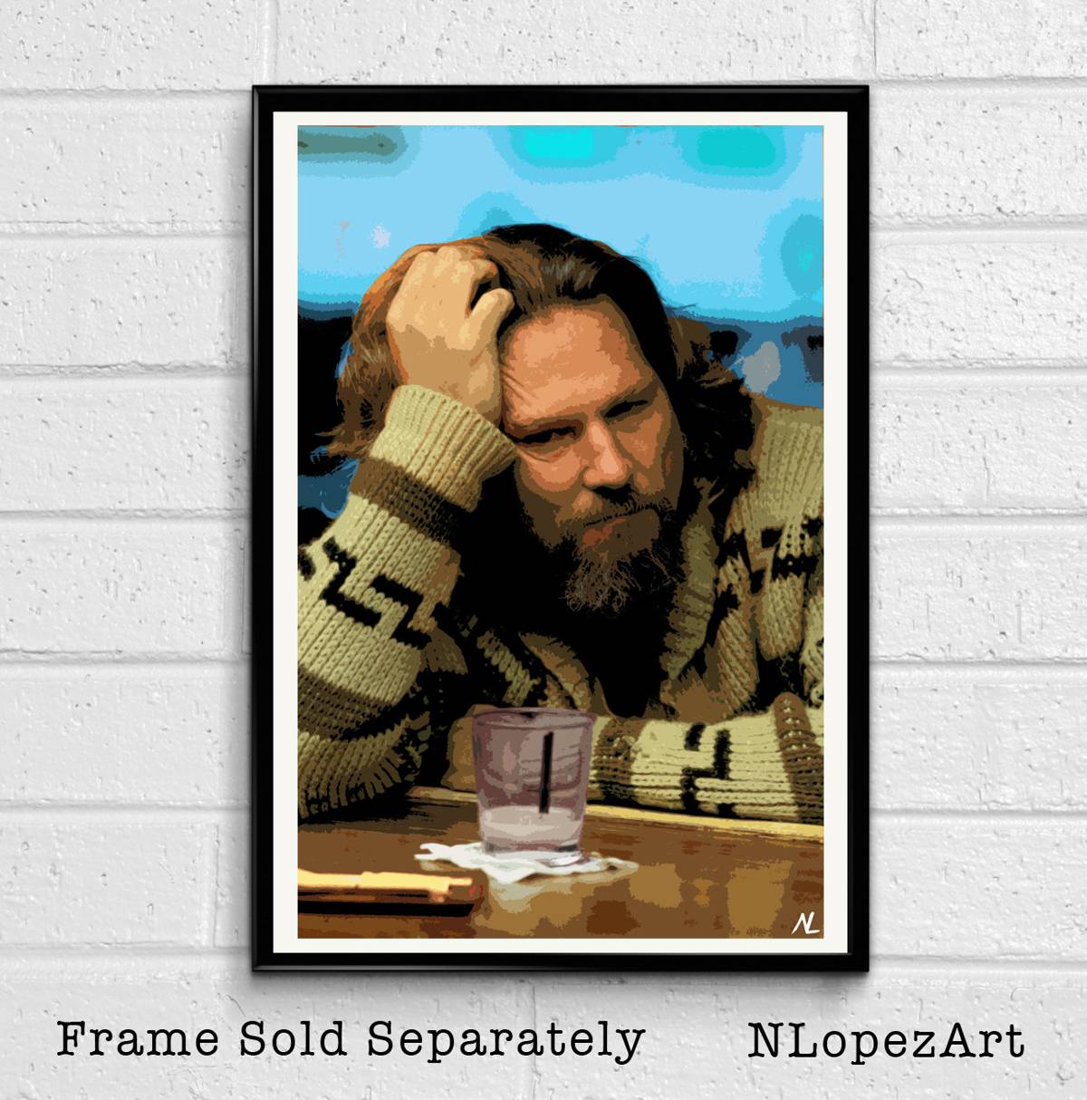 The Dude From The Big Lebowski Illustration - Comedy Movie Indie Film - Poster | Canvas Wall Art Print