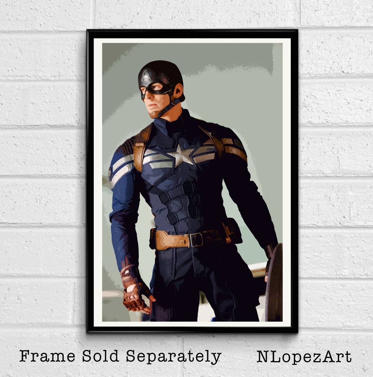 Captain America Illustration - Marvel Avengers Winter Soldier Superhero Film Comic Book Movie - Poster | Canvas Wall Art Print