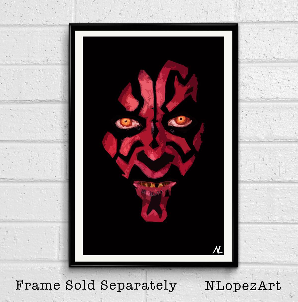 Star Wars Darth Maul Illustration - Empire Sith Lord Sci-Fi Film Movie - Poster | Canvas Wall Art Print