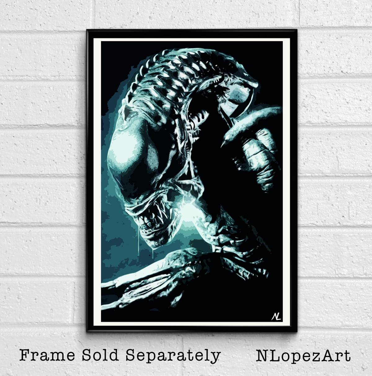 Alien Xenomorph Illustration #4 - Horror Sci-Fi Movie Film - Poster | Canvas Wall Art Print