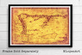 Mordor Map Of Middle Earth Illustration - The Lord Of The Rings And The Hobbit Poster Fantasy - Poster | Canvas Wall Art Print