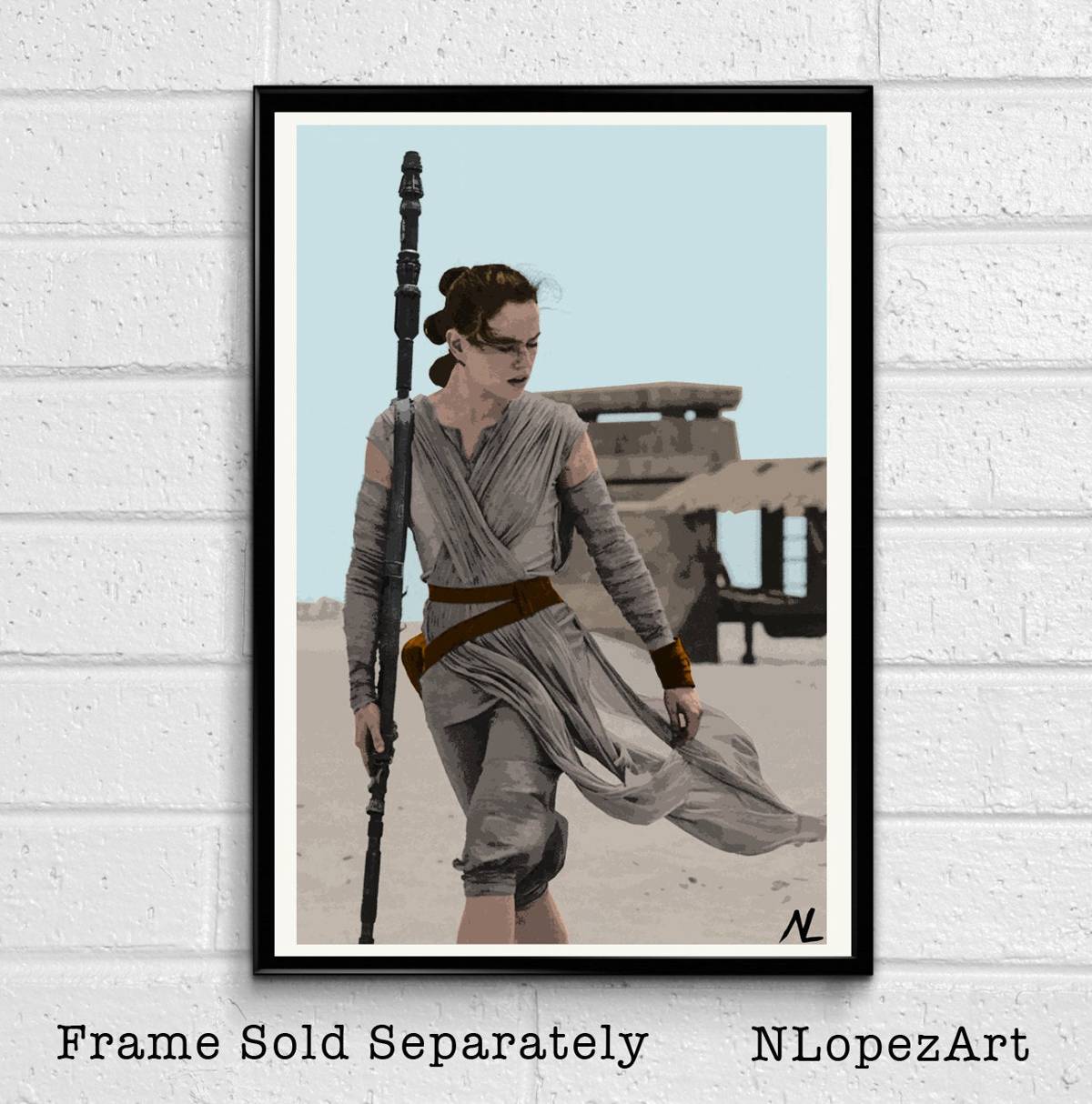 Star Wars Rey Illustration - The Force Awakens Sci-Fi Movie Film - Poster | Canvas Wall Art Print