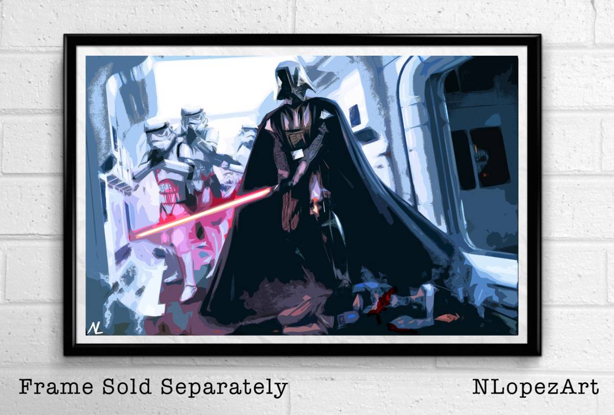 Darth Vader And Stormtroopers Star Wars Illustration #1 - Empire Sci-Fi Film Movie - Poster | Canvas Wall Art Print