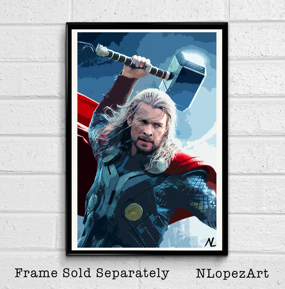 Thor Illustration - Marvel Avengers Film Superhero Movie Comicbook - Poster | Canvas Wall Art Print