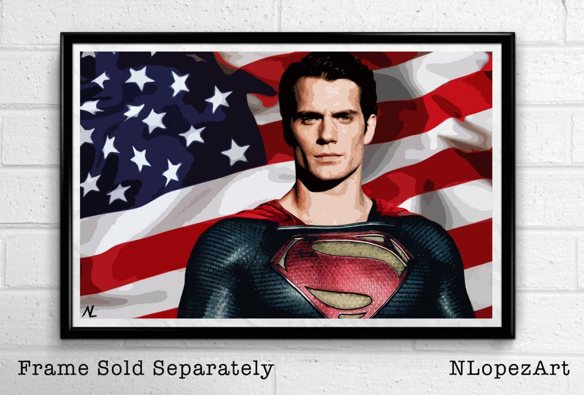 Superman Man Of Steel Illustration - Superhero Film Comic Book Movie - Poster | Canvas Wall Art Print