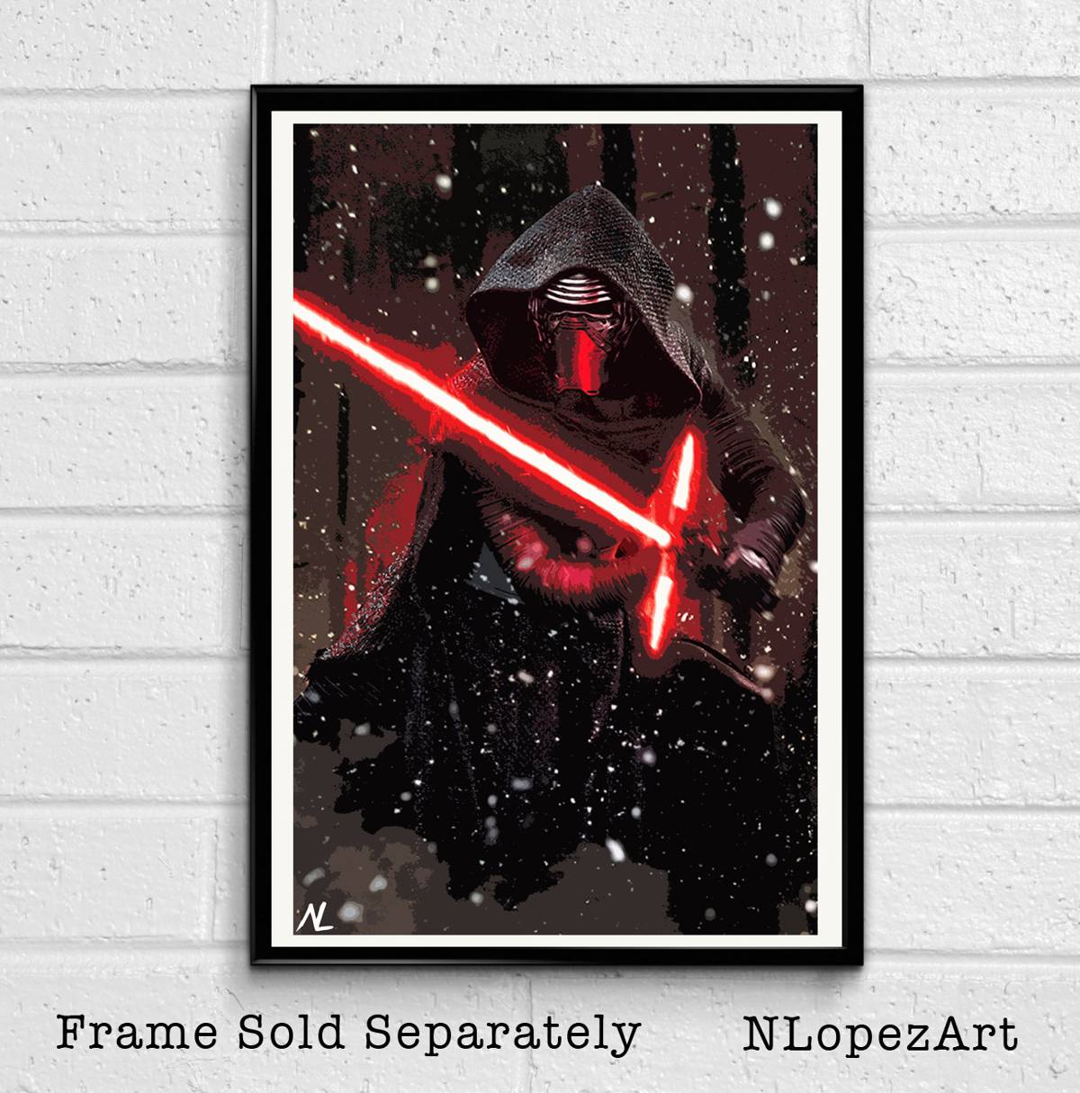 Star Wars Kylo Ren Illustration #1 - The Force Awakens Movie Sci-Fi Film - Poster | Canvas Wall Art Print