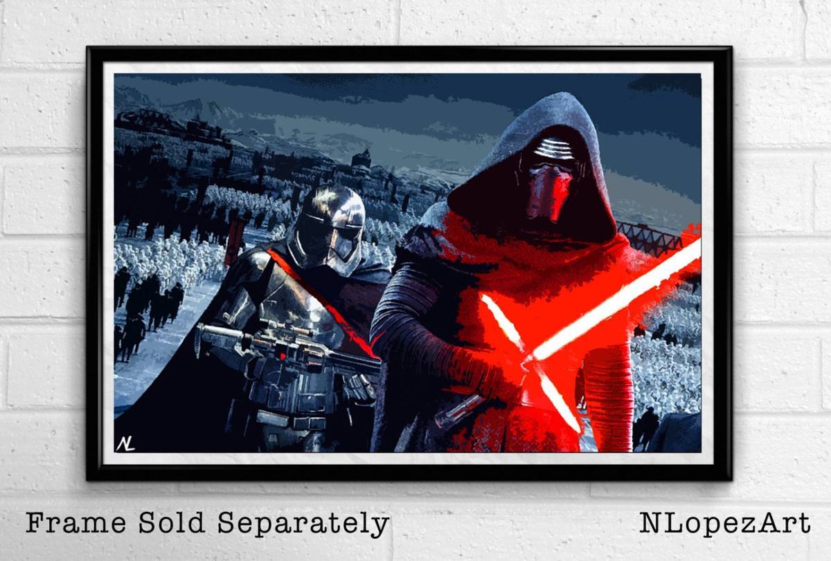 Kylo Ren &amp;Amp;Amp; Captain Phasma From Star Wars Illustration - The Force Awakens Movie Sci-Fi Film - Poster | Canvas Wall Art Print