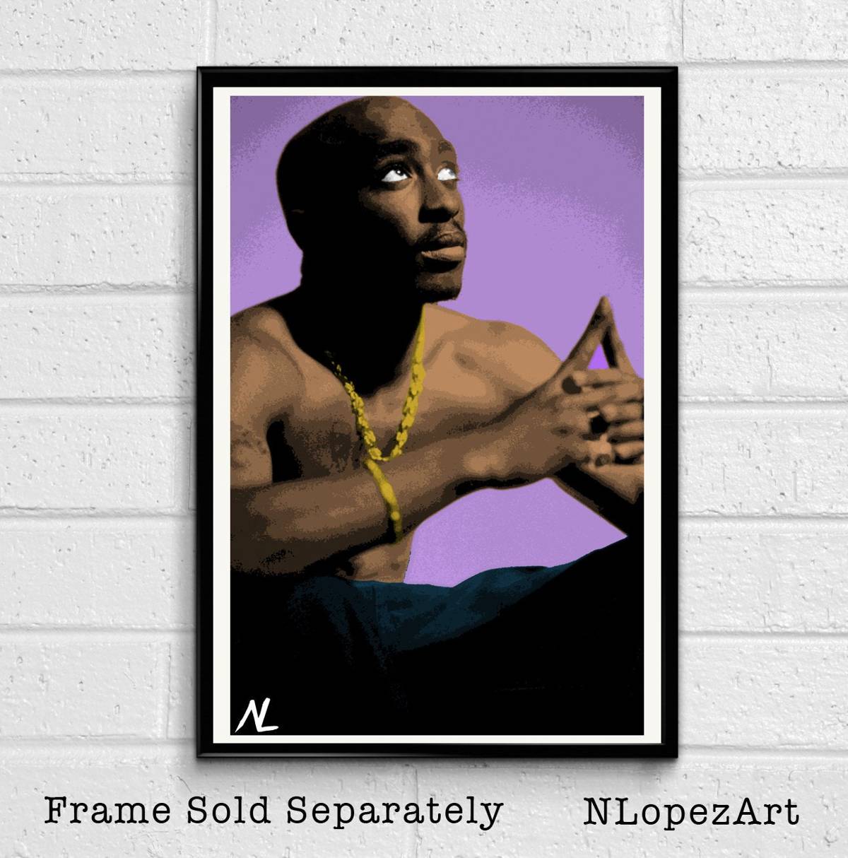Tupac Shakur 2Pac Illustration - Raphip Hop Musician - Poster | Canvas Wall Art Print