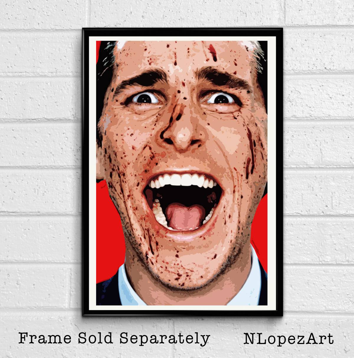 Patrick Bateman American Psycho Illustration - Movie Film Wall Art - Poster | Canvas Wall Art Print