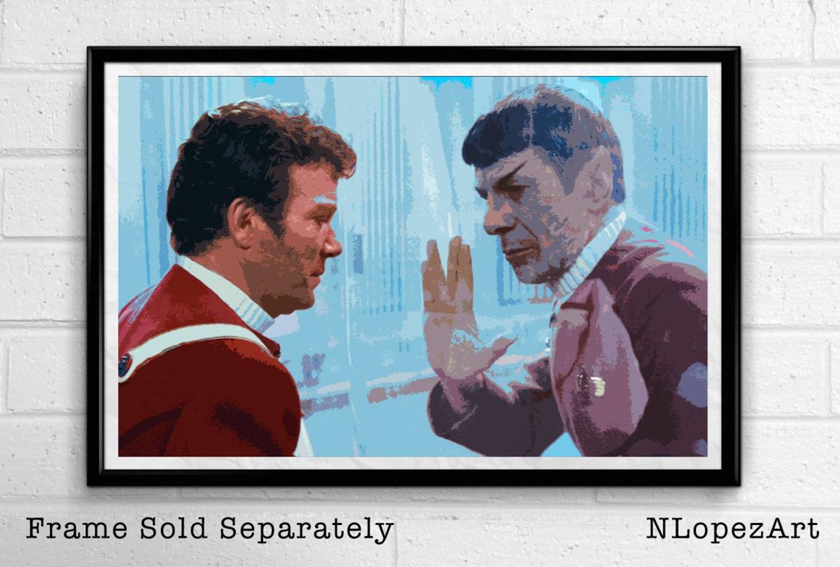 Kirk And Spock From Star Trek Illustration - Sci-Fi Film Movie - Poster | Canvas Wall Art Print