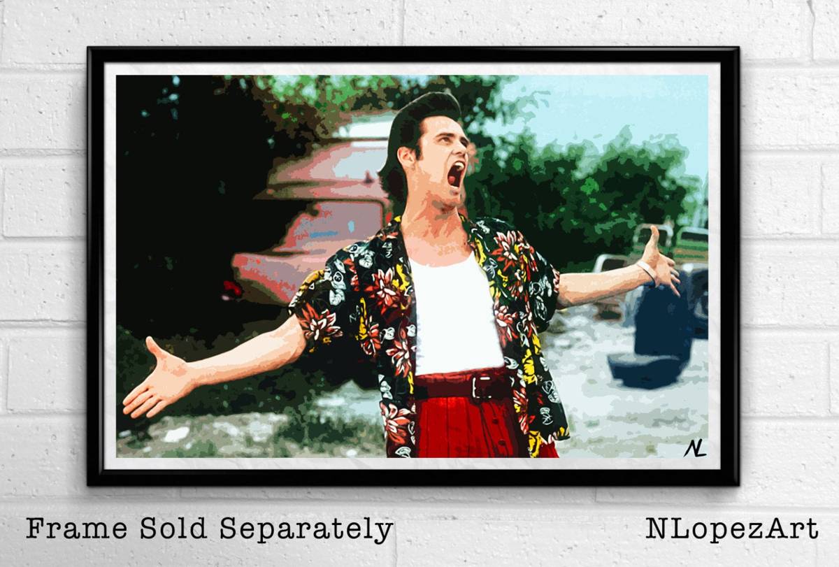 Ace Ventura: Pet Detective Illustration #1 - Jim Carrey Comedy Film Movie - Poster | Canvas Wall Art Print