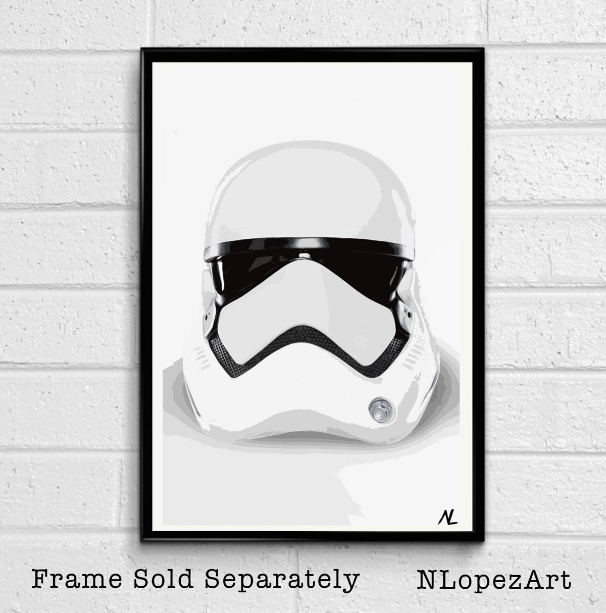 Star Wars - New Order Stormtrooper Helmet Illustration - The Force Awakens - Poster | Canvas Wall Art Print